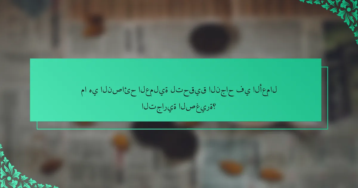 ما هي النصائح العملية لتحقيق النجاح في الأعمال التجارية الصغيرة؟